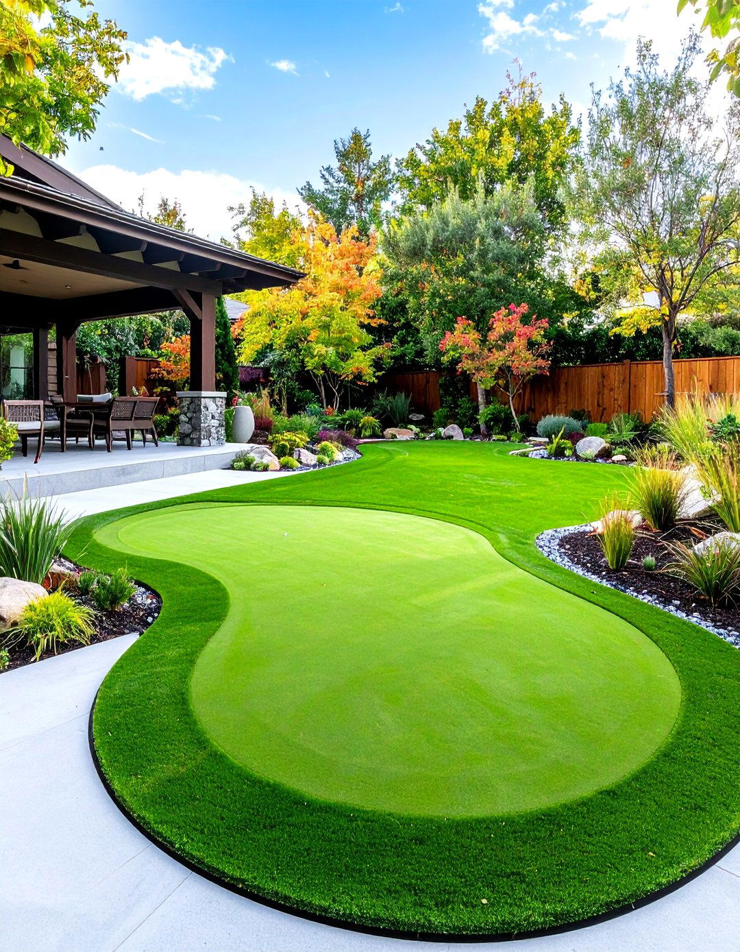 Landscape Integrated Natural Design Putting Green - 24 Backyard Putting Green Ideas