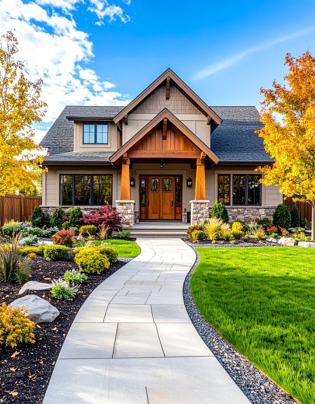 Landscaped Entrance Pathway Design - 24 Barndominium Exterior Ideas