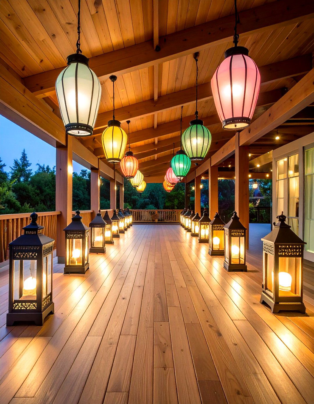 Lantern Post Floor Lighting - 24 Covered Patio Lighting Ideas