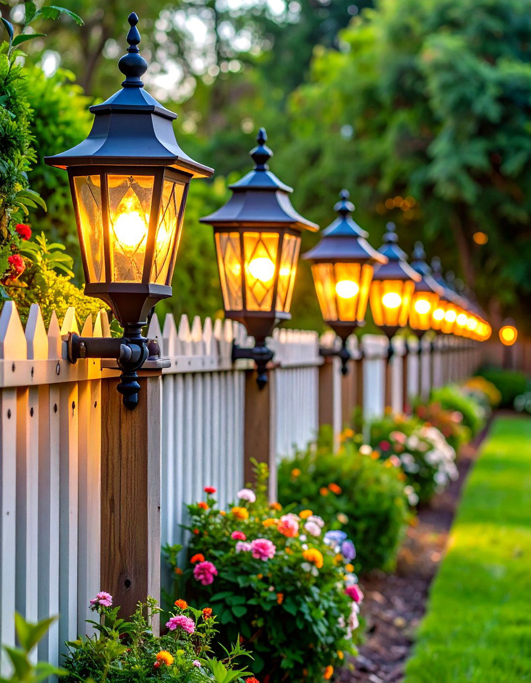 Lantern Style Wall Mount Fixtures - 24 Fence Lighting Ideas