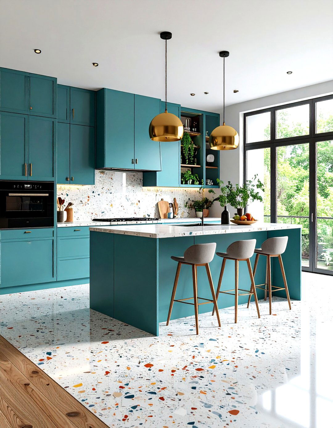 Large Aggregate Terrazzo Kitchen Design - 24 Terrazzo Kitchen Floor Ideas