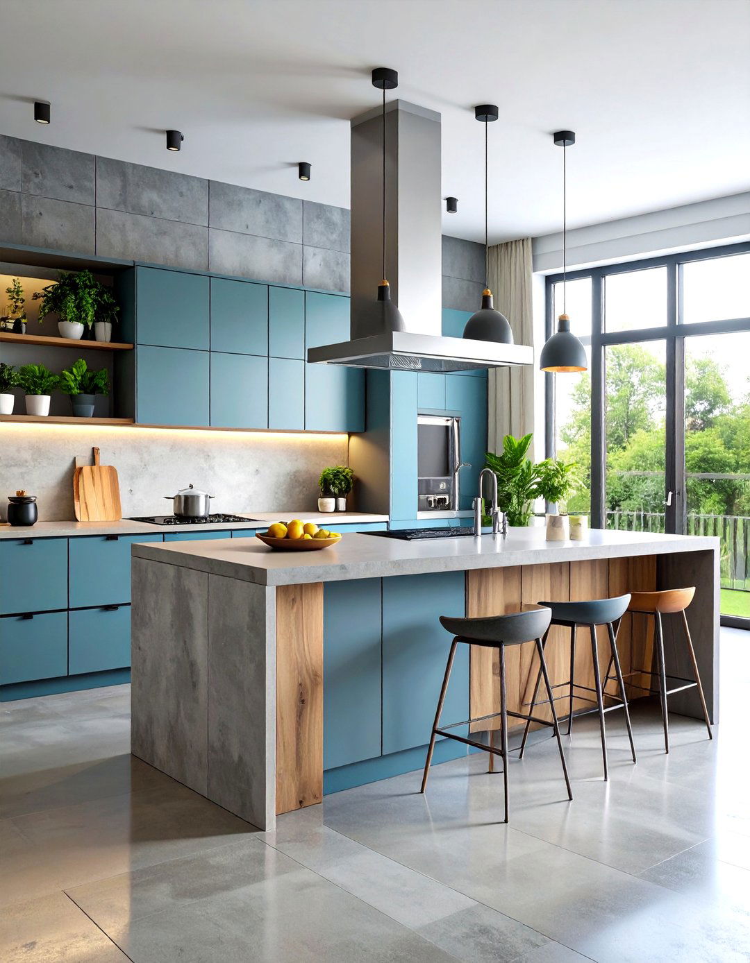 Large Format Concrete Effect Panels - 24 Kitchen Splashback Ideas