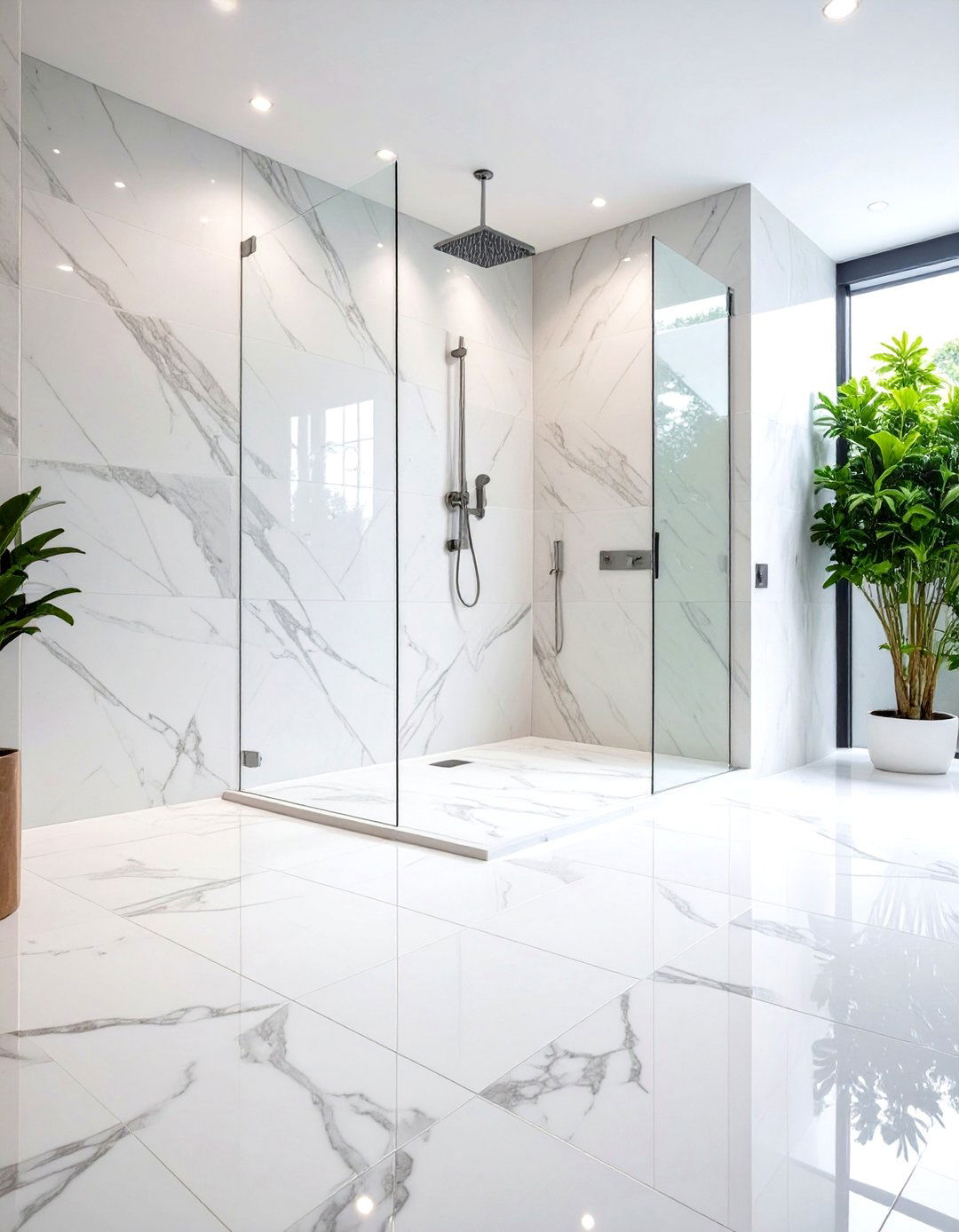 Large Format Marble Shower Tiles - 24 Shower Floor Tile Ideas