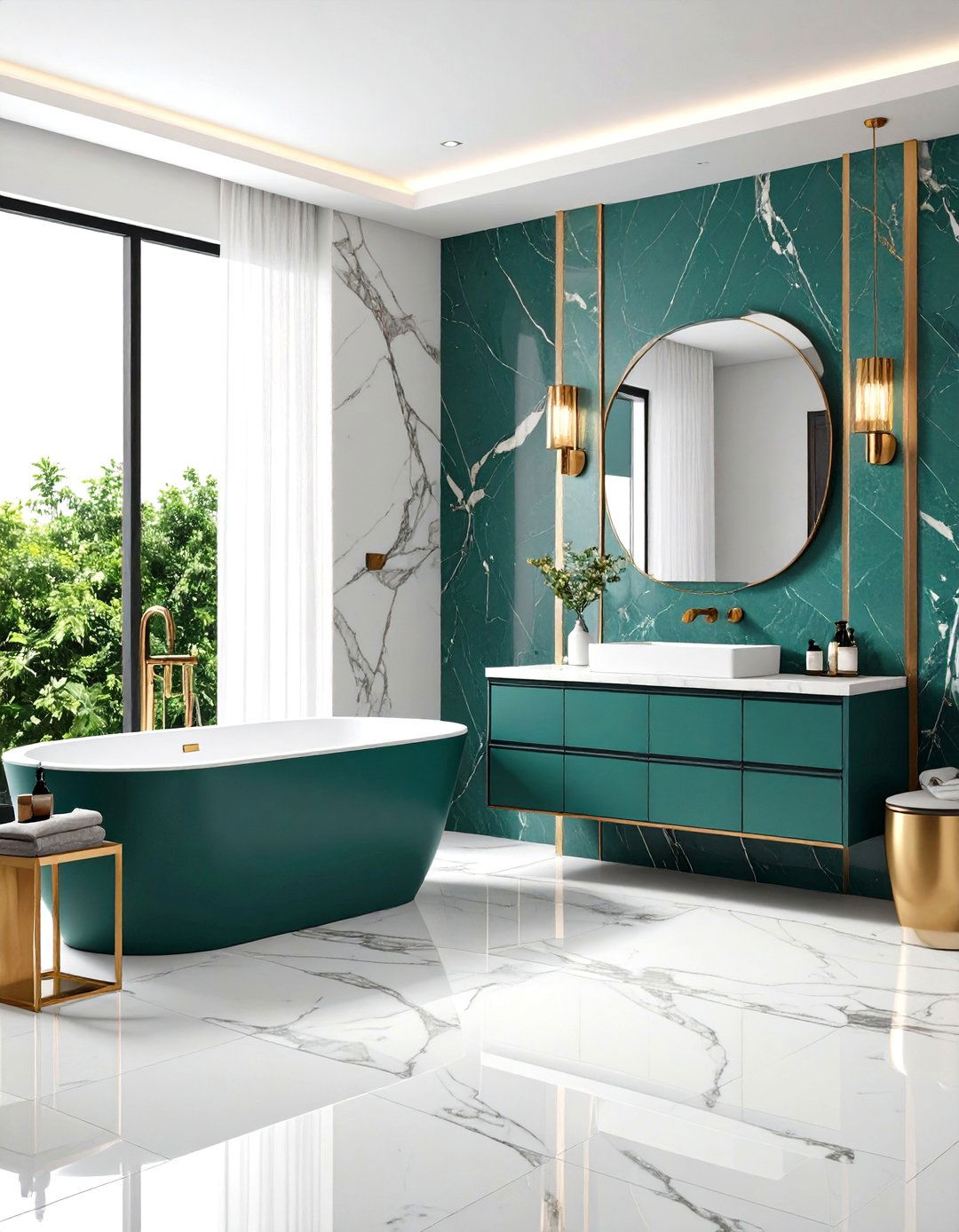 Large Format Marble Slab Bathroom Walls - 24 Marble Bathroom Ideas