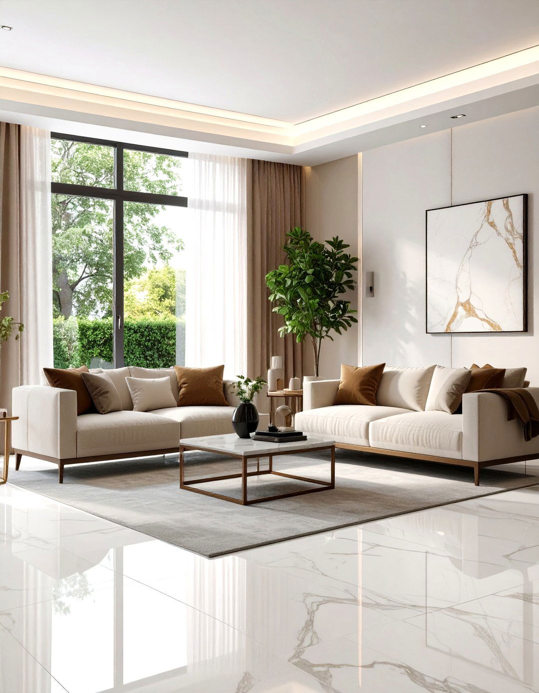 Large Format Porcelain Innovation - 24 Living Room Flooring Ideas