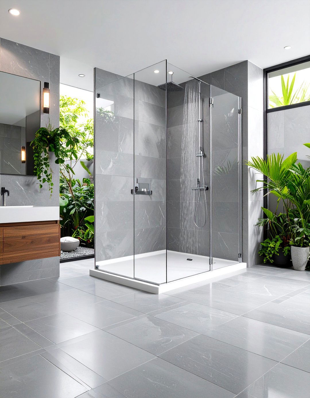 Large Format Porcelain Shower Tiles - 24 Shower Floor Tile Ideas