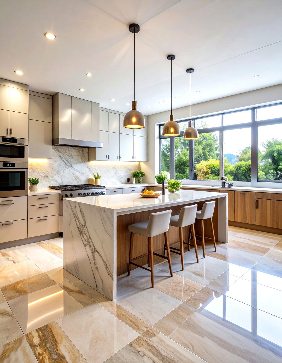 Large Format Porcelain Stone Effect Splashback - 24 Kitchen Splashback Ideas