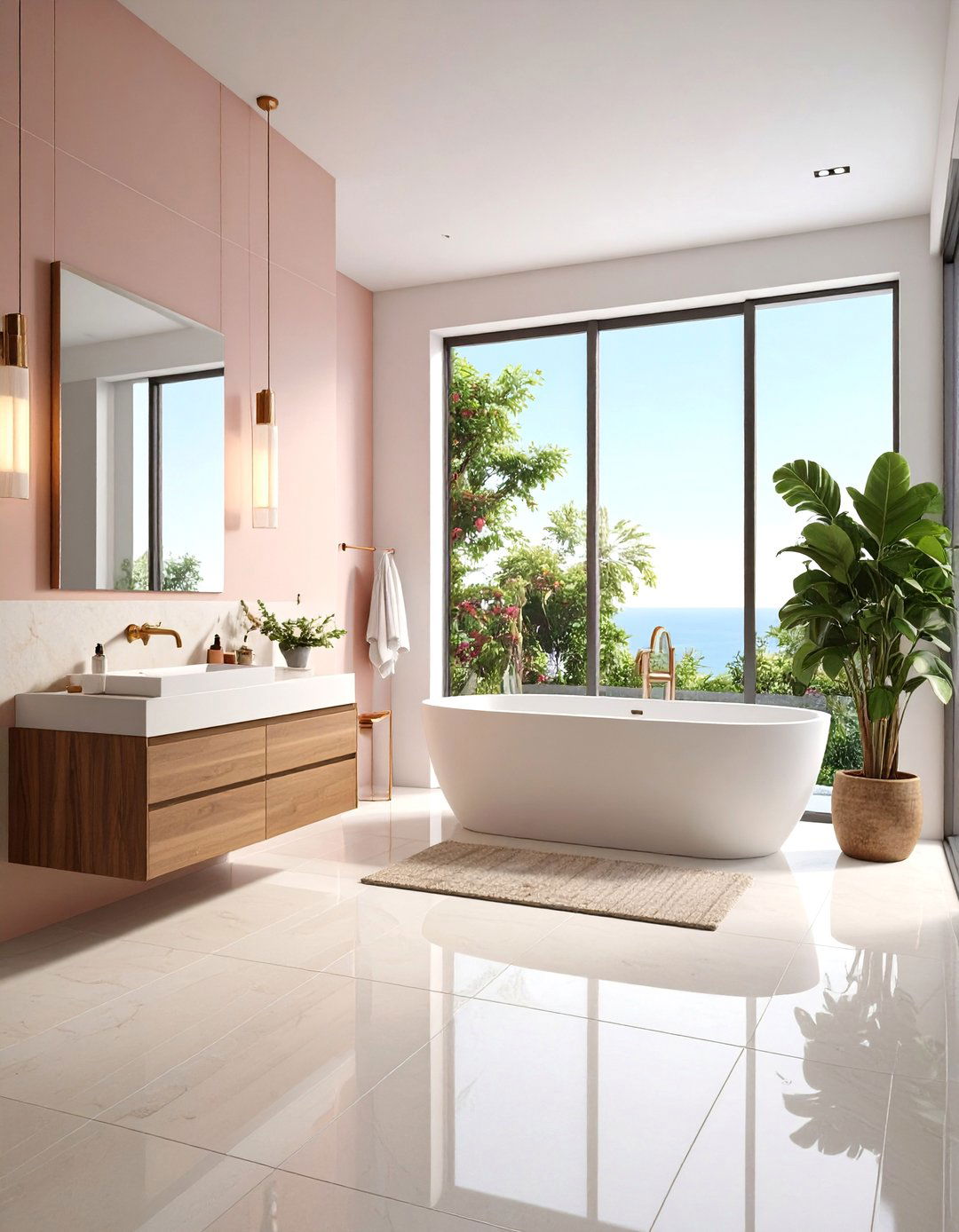 Large Format Porcelain Tiles - 24 Bathroom Flooring Ideas