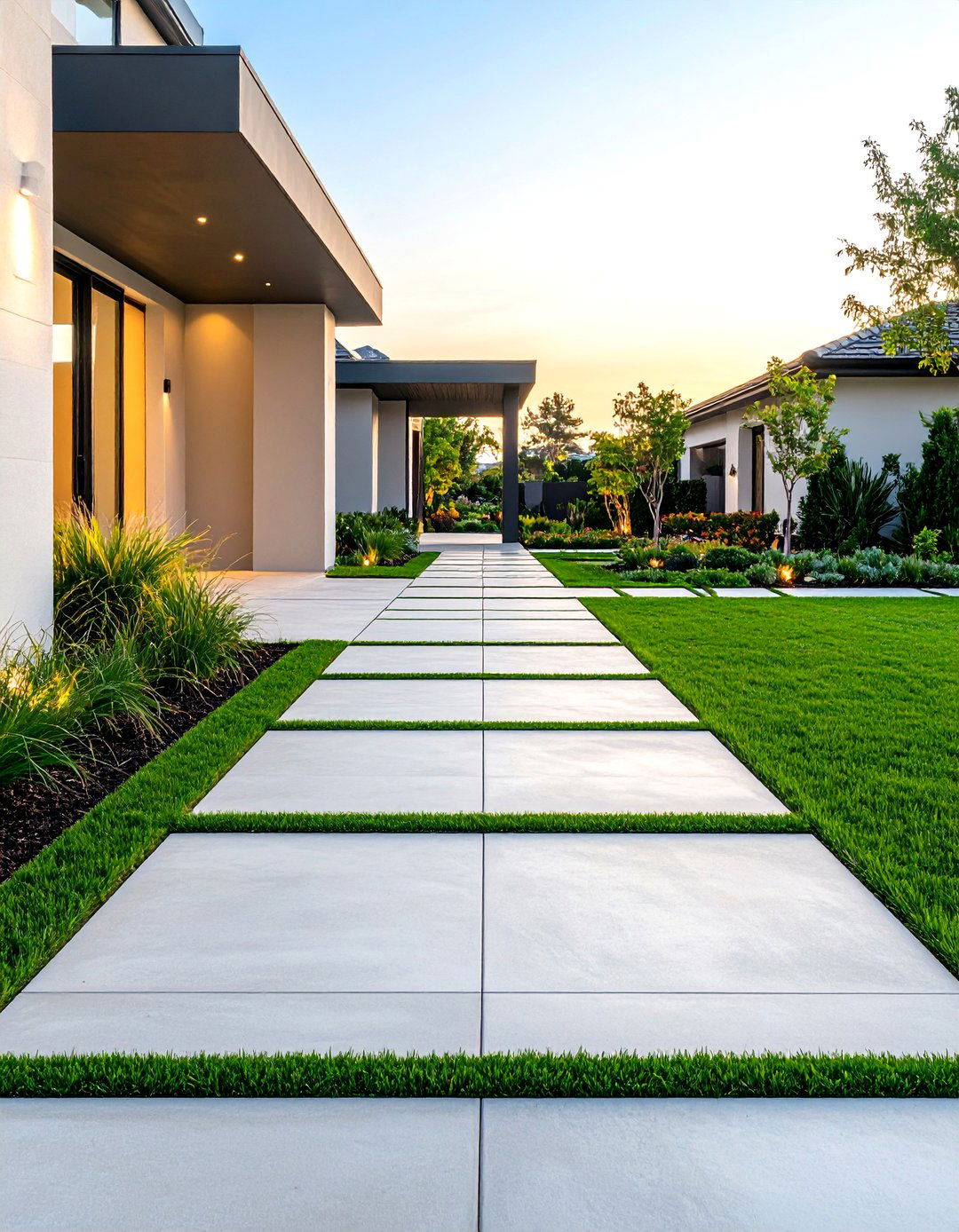 Large Format Slab Walkway - 24 Concrete Paver Walkway Ideas