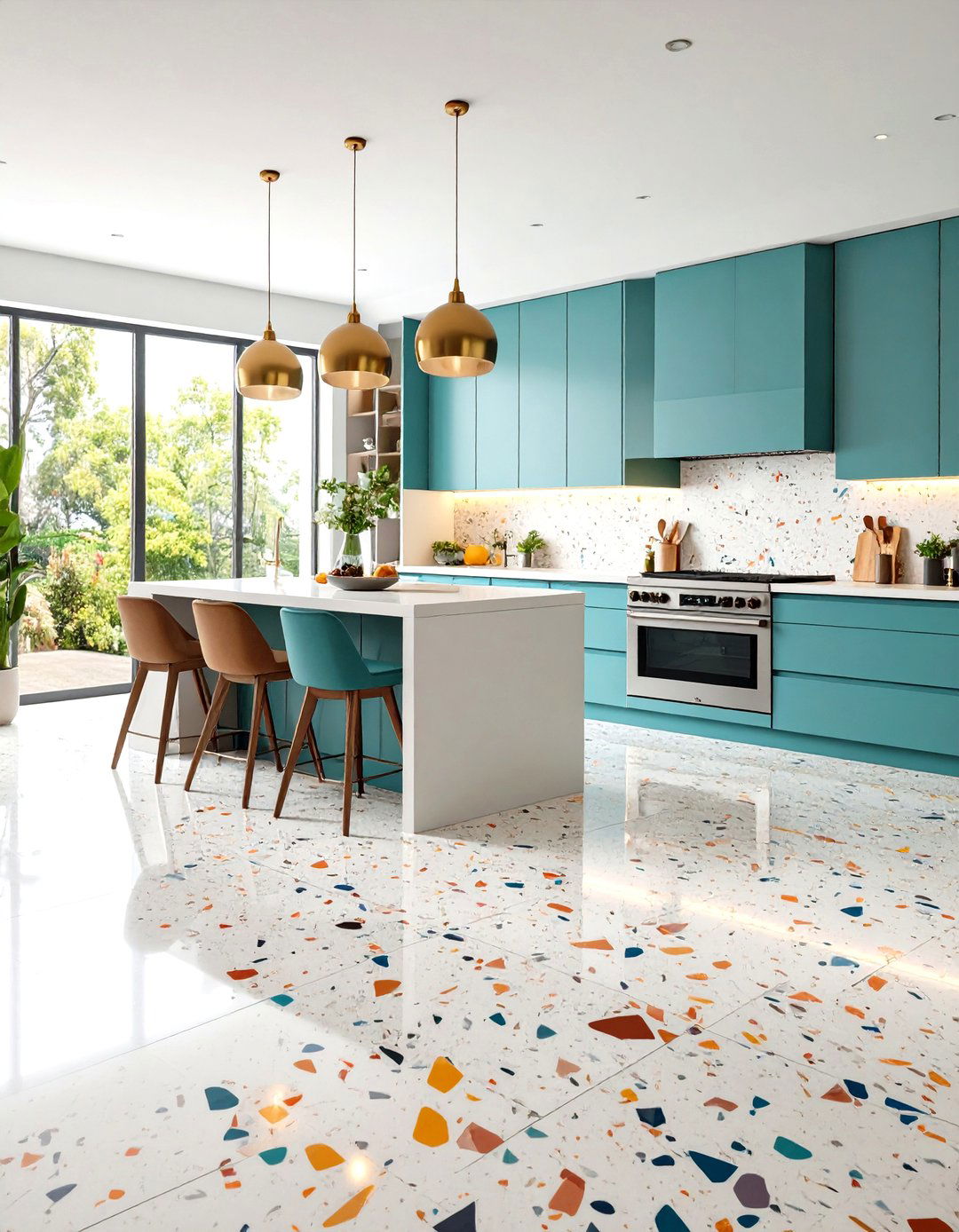 Large Format Terrazzo Kitchen Tiles - 24 Kitchen Floor Ideas