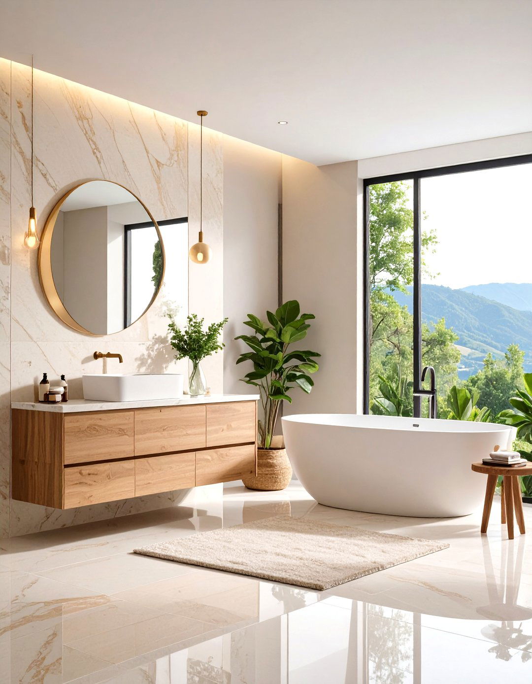 Large Format Travertine Minimalist Design - 24 Travertine Tile Bathroom Ideas