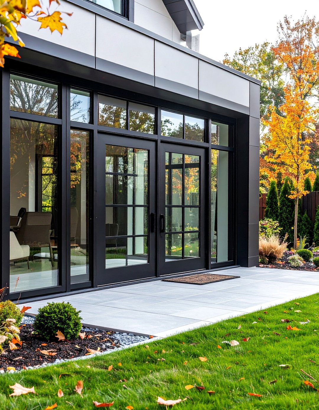 Large Glass Entry Doors - 24 Black Modern Farmhouse Exterior Design Ideas