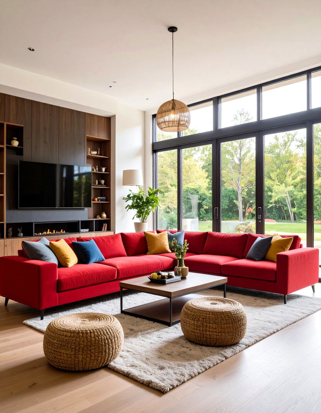 Large Red Sectional Family Room - 24 Red Couch Living Room Ideas