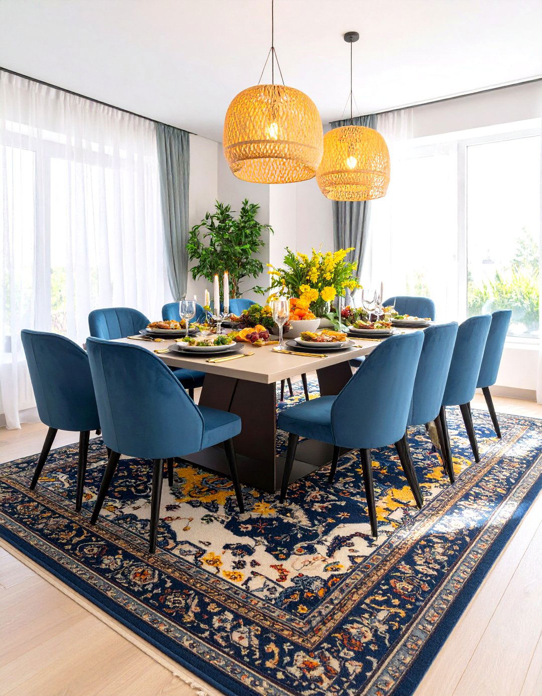 Large Scale Statement Impact - 24 Dining Room Rug Ideas