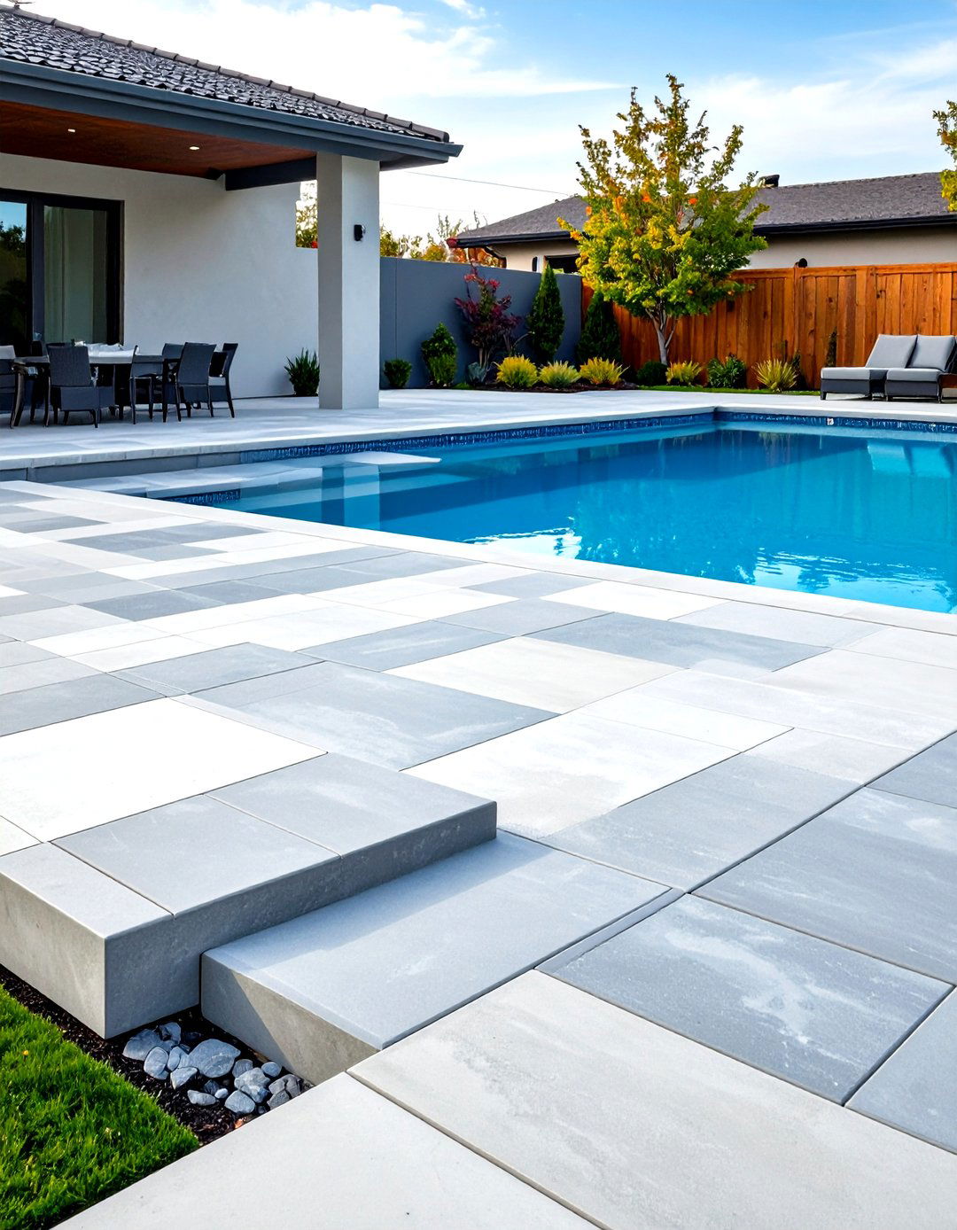 Large Stone Block Pattern - 24 Stamped Concrete Pool Deck Ideas