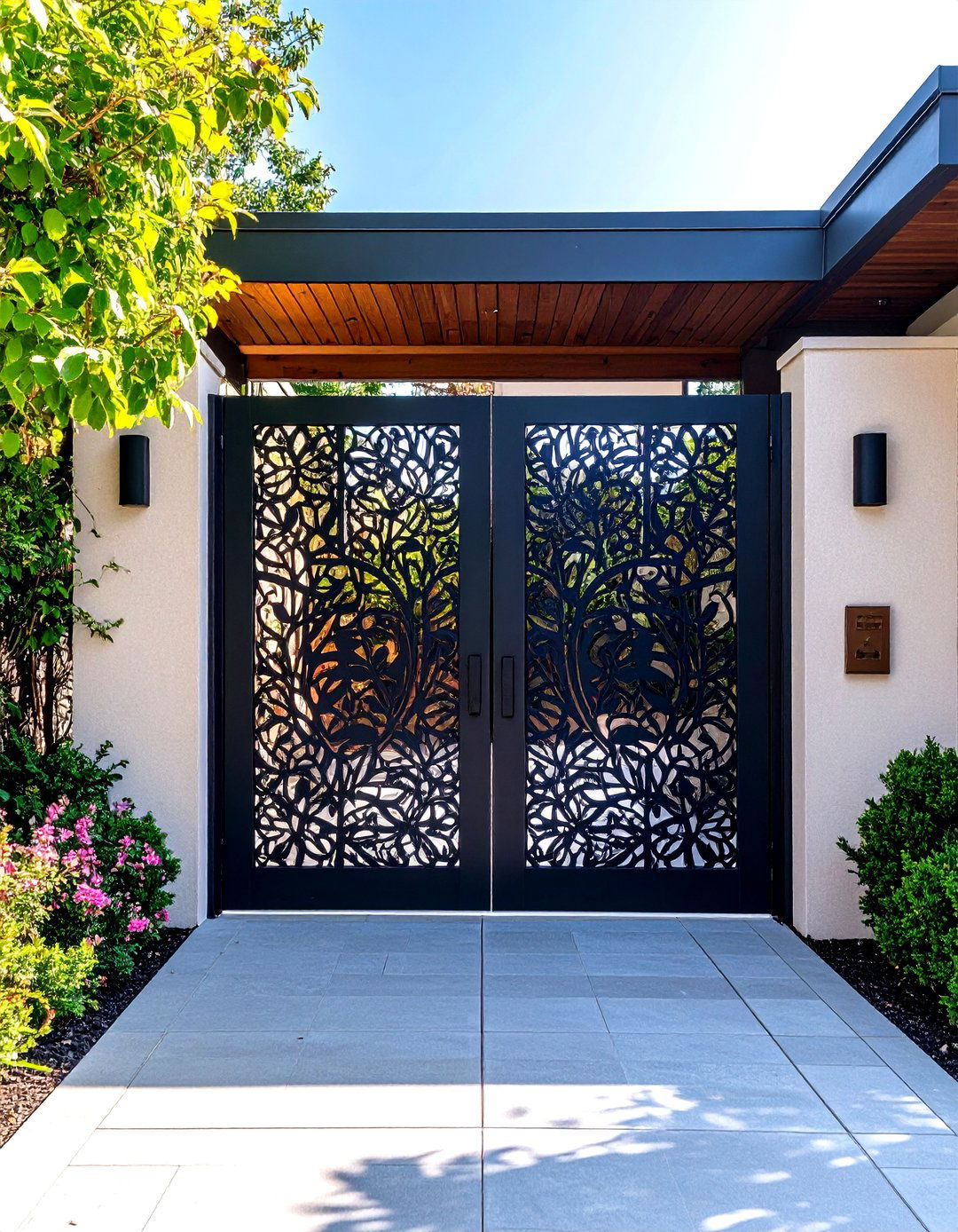 Laser Cut Artistic Metal Gate - 24 Front Door Gate Ideas