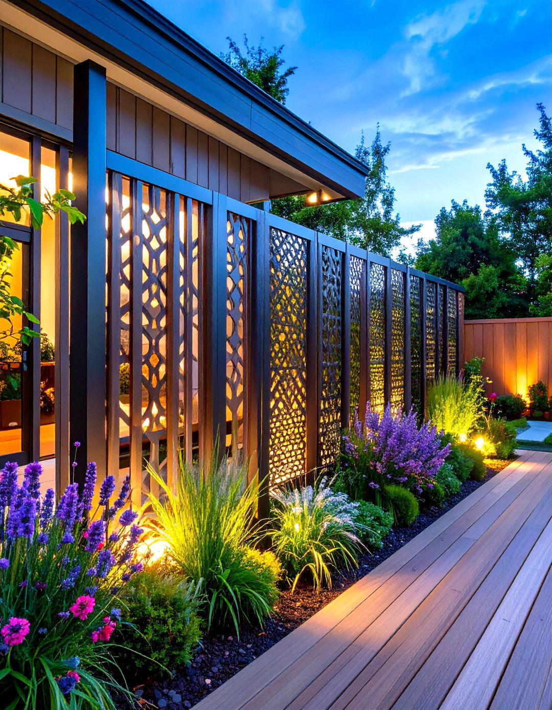 Laser Cut Metal Privacy Panels - 24 Deck Privacy Ideas