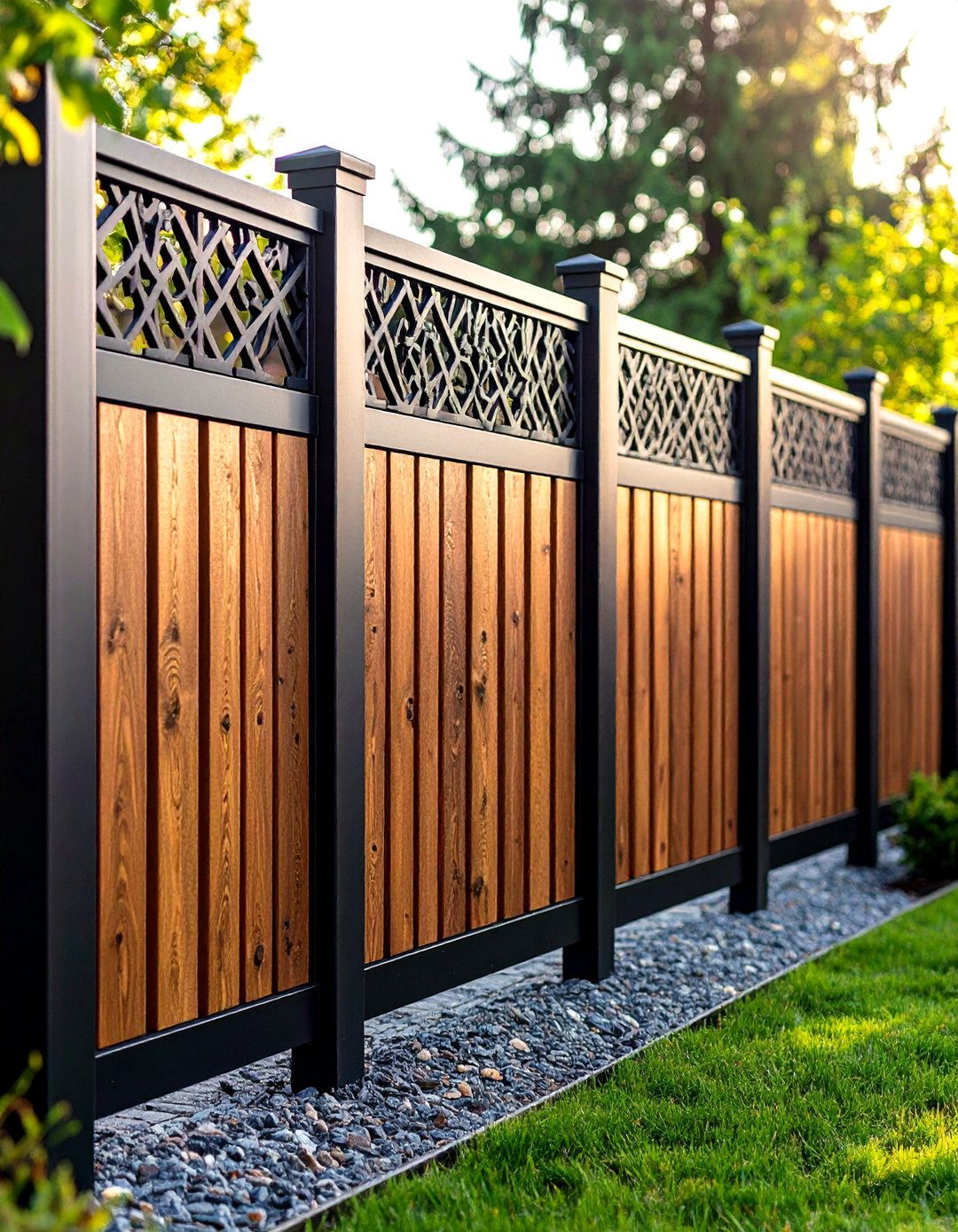 Laser Cut Metal Wood Panel Art - 24 Metal and Wood Fence