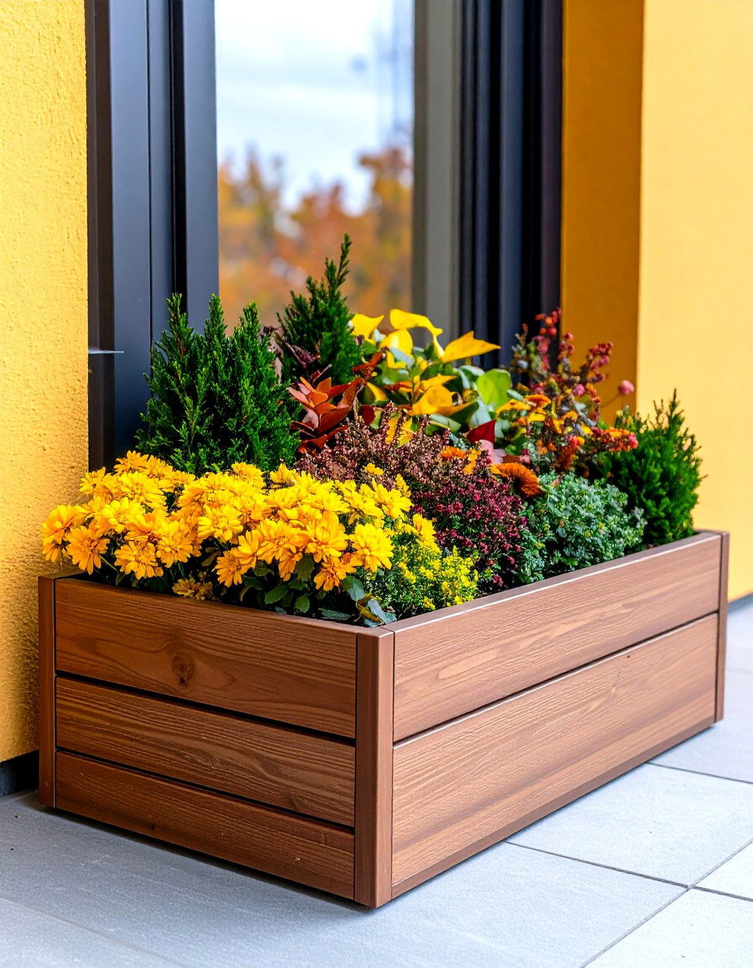 Lasting Evergreen Base - 24 Fall Window Box Ideas