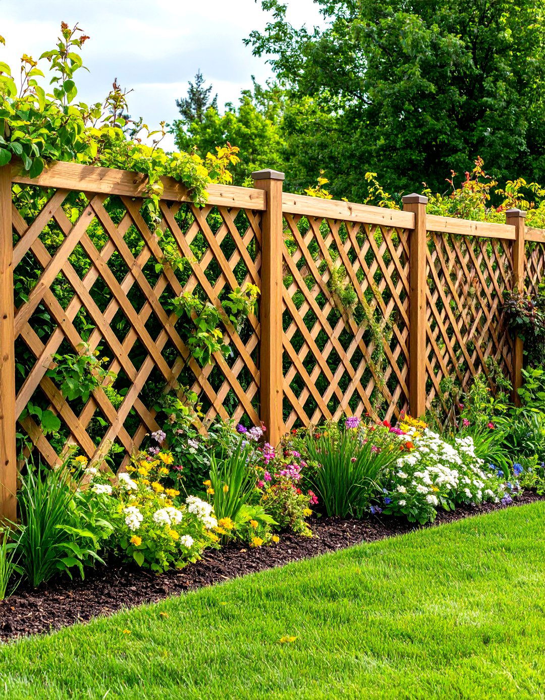 Lattice Panel Privacy Fence - 24 Wood Fence Ideas
