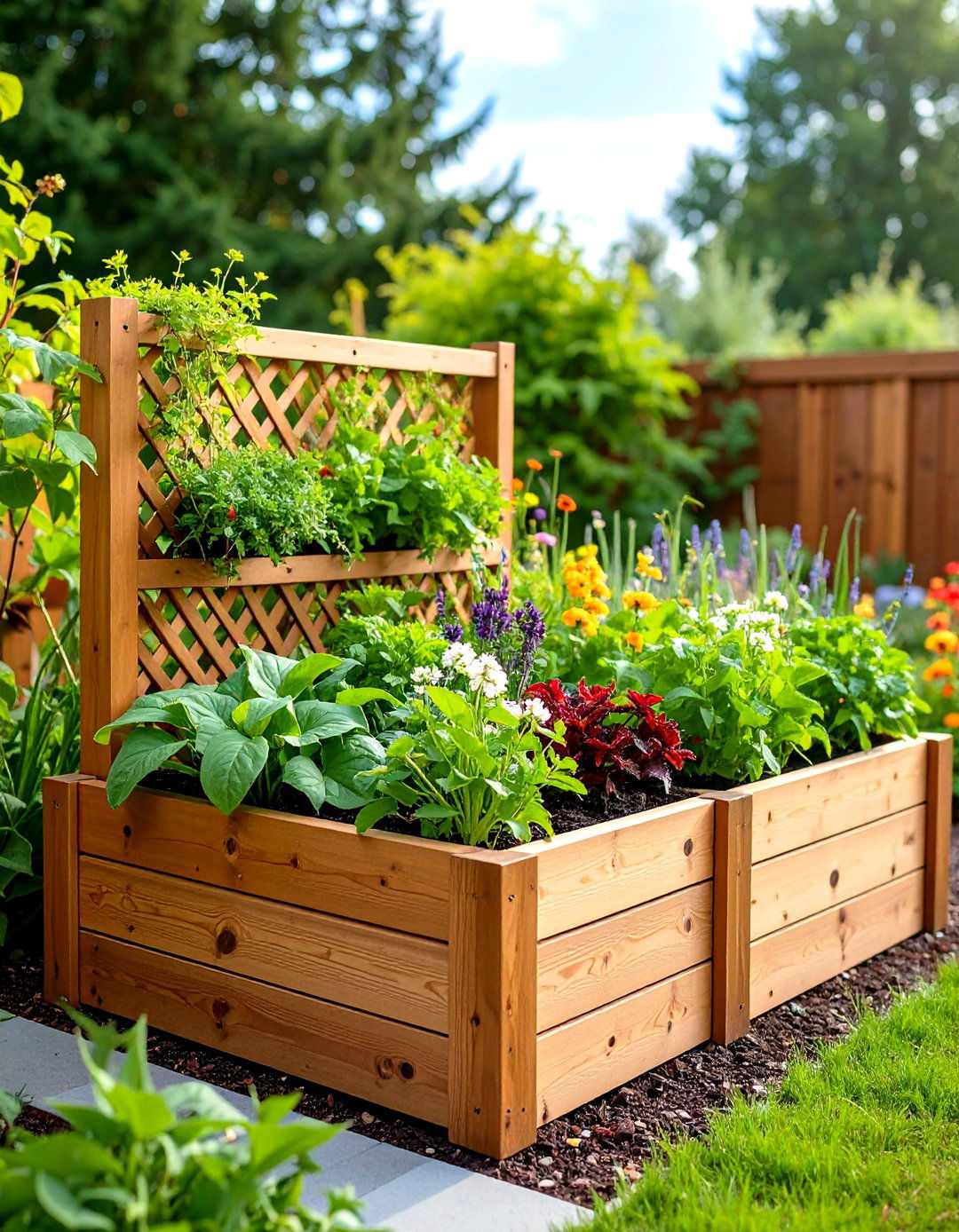 Lattice Planter Box Combo - 24 Lattice Fence Ideas