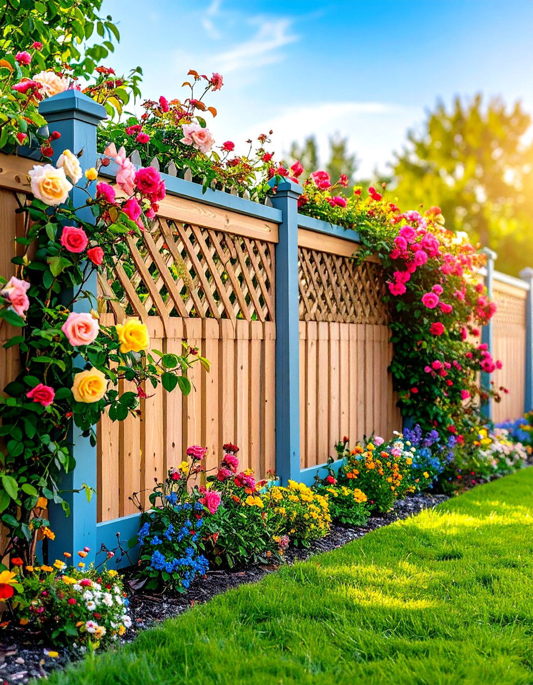 Lattice Top Corner Fence Design - 24 Corner Fence Ideas
