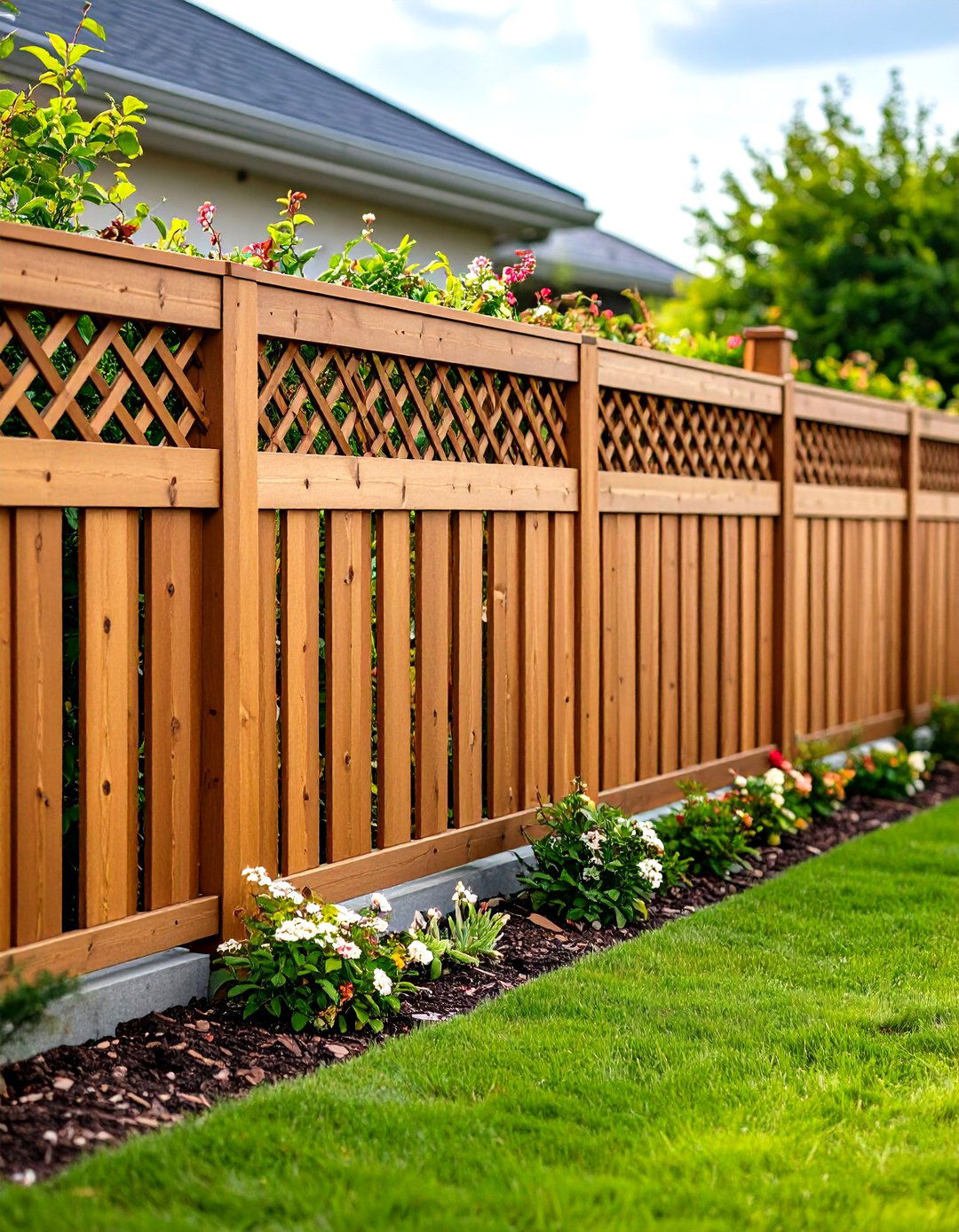 Lattice Top Privacy Fence - 24 Wood Fence Ideas