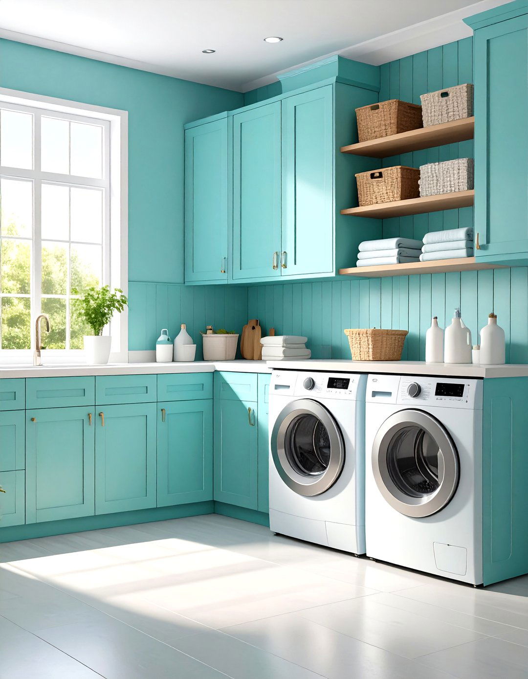 Laundry Room Color Pop Design - 24 Beadboard Wall Ideas