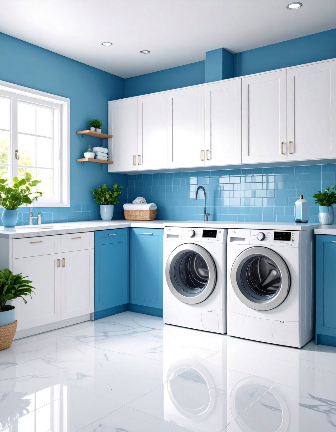 Laundry Room Luxury - 24 Blue and White Decor Ideas