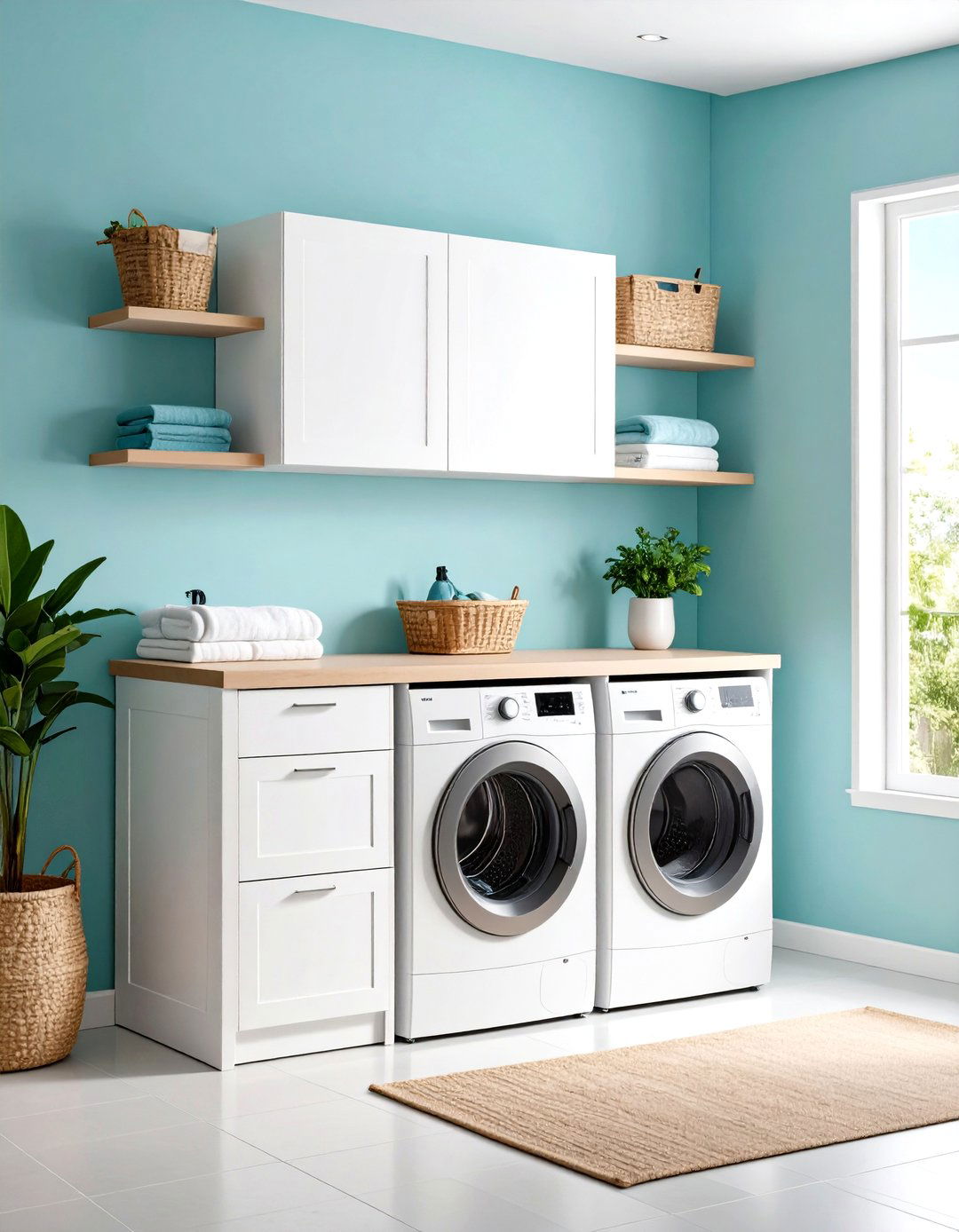 Laundry Room Multi Purpose Desk with Folding Station - 24 Built-in Desk Ideas