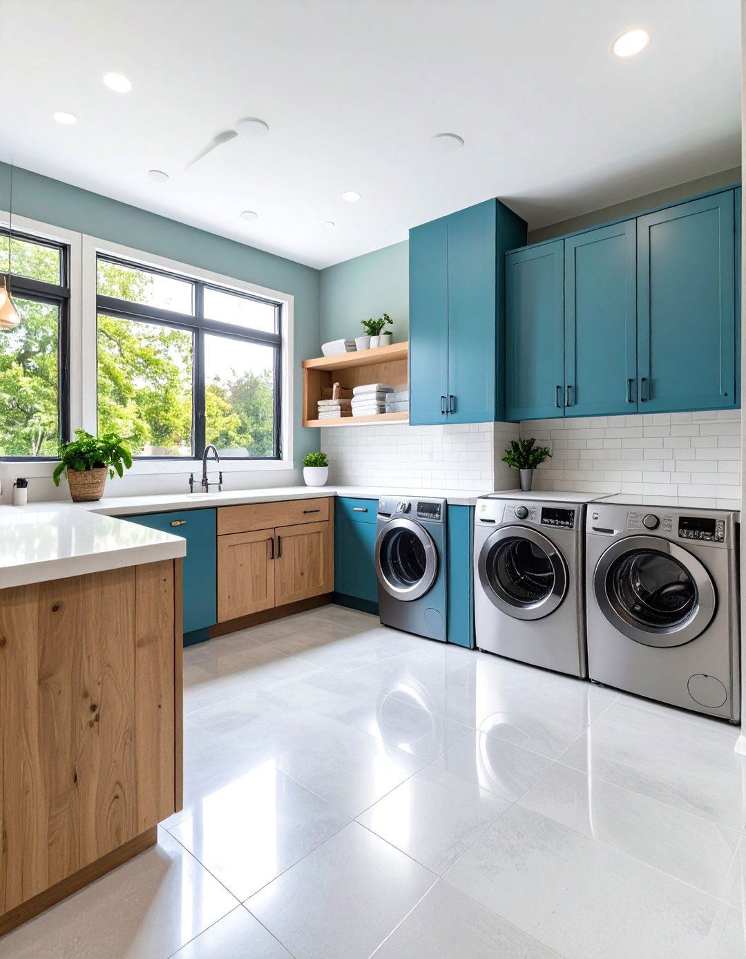 Laundry Room with Folding and Storage Solutions - 24 Garage Conversion Ideas