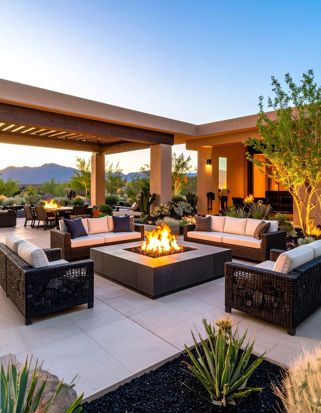 Lava Rock Patio with Contemporary Fire Feature - 24 Stone Patio With a Fire Pit Ideas