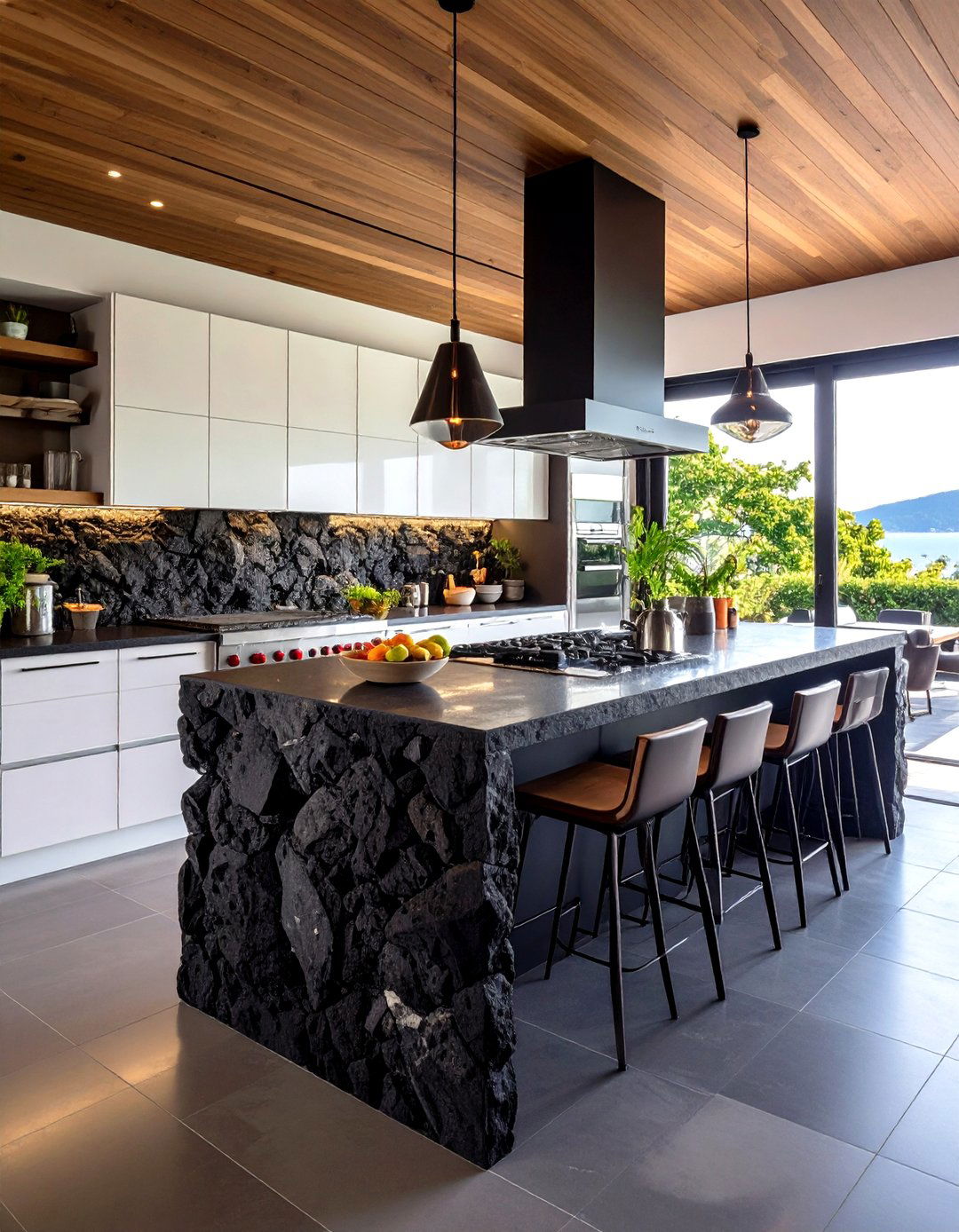 Lava Stone Volcanic Surface - 24 Outdoor Kitchen Countertop Ideas