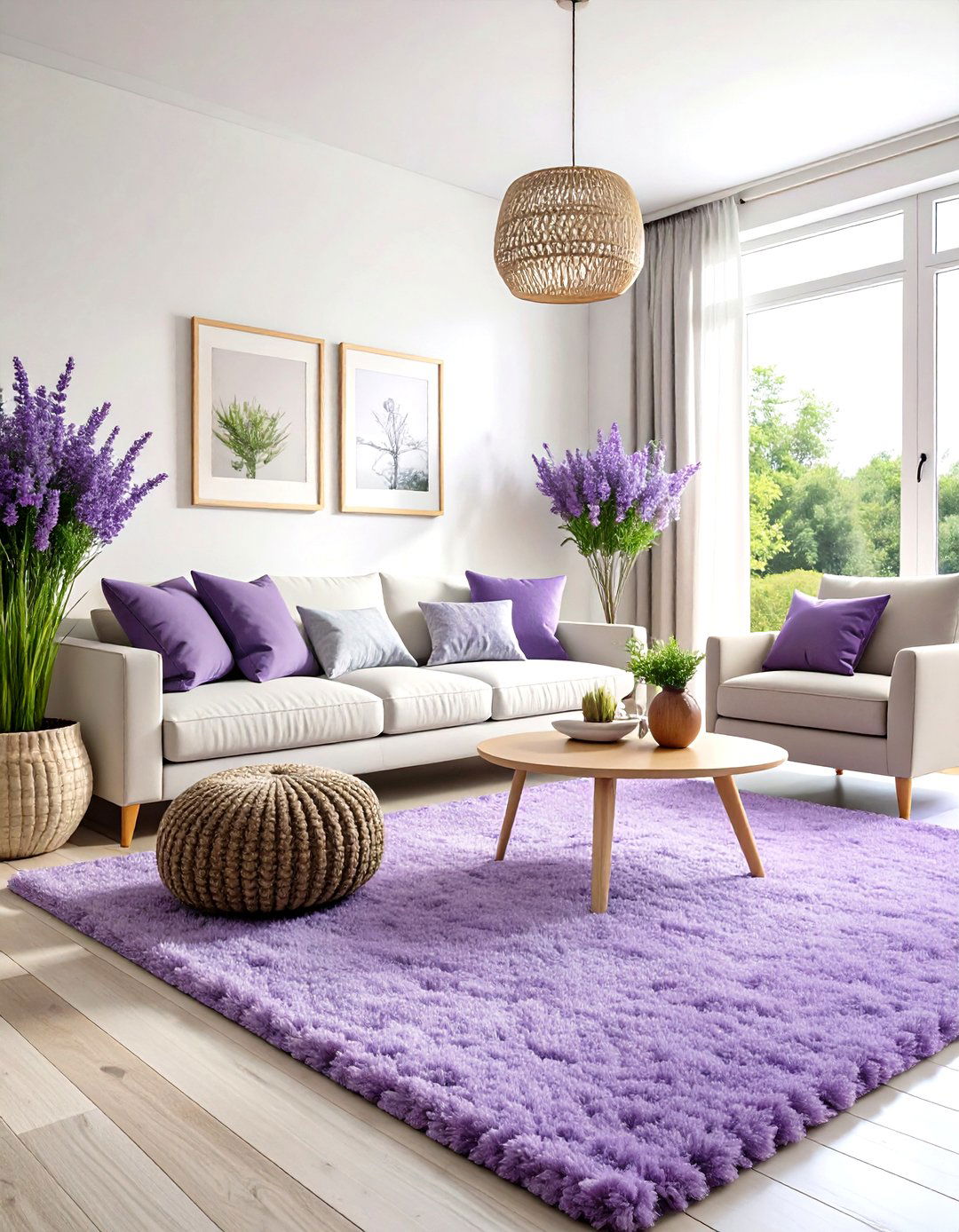 Lavender Accent Color Rugs - 24 Living Room Rug Ideas