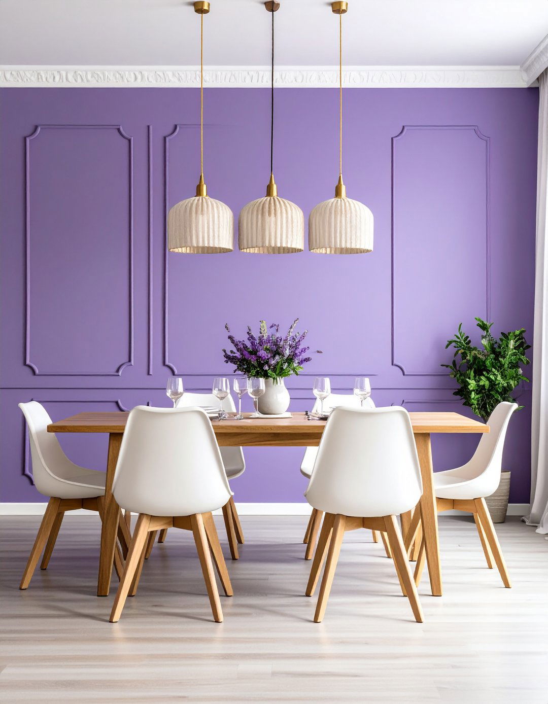 Lavender Accent Wall Dining Room - 24 Purple Dining Room Ideas