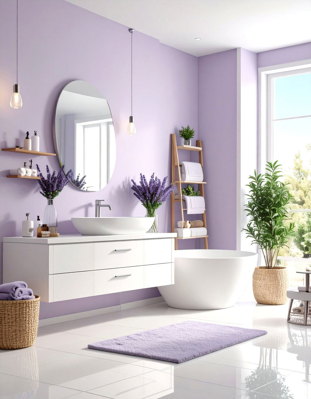 Lavender Bathroom Tranquility - 24 Accent Wall Colors