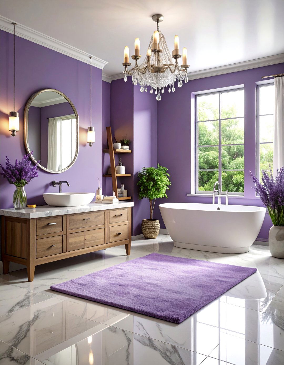 Lavender Bathroom with Silver Accents - 24 Bathroom Color Ideas