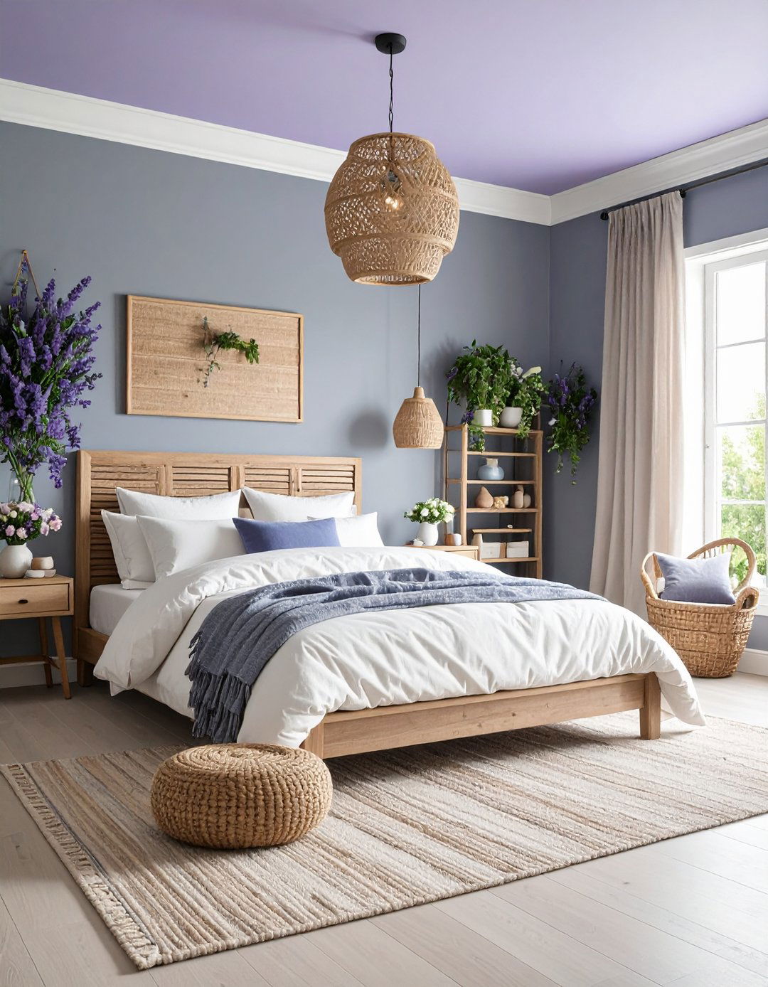 Lavender Ceiling with Blue Gray Walls - 24 Blue and Purple Bedroom Ideas