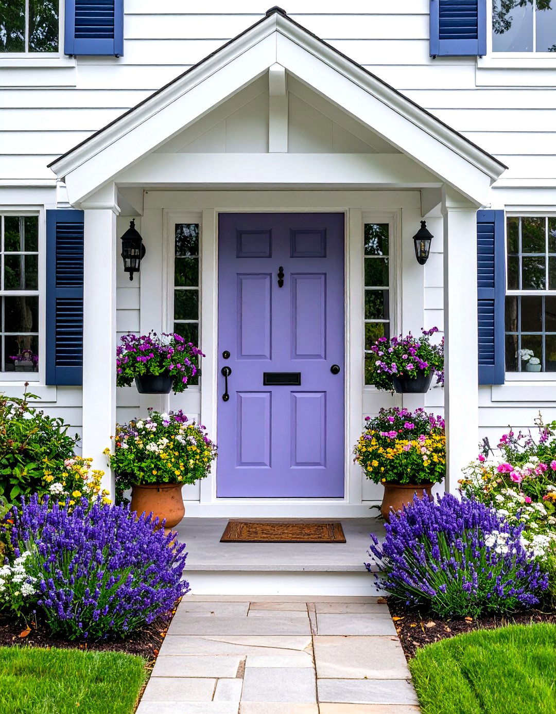 Lavender Door with White Cottage Trim - 24 Lavender Front Door Ideas