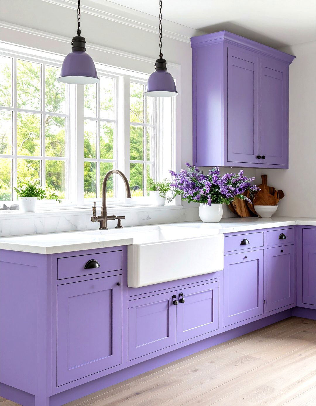 Lavender Farmhouse Sink Kitchen - 24 Purple Kitchen Ideas