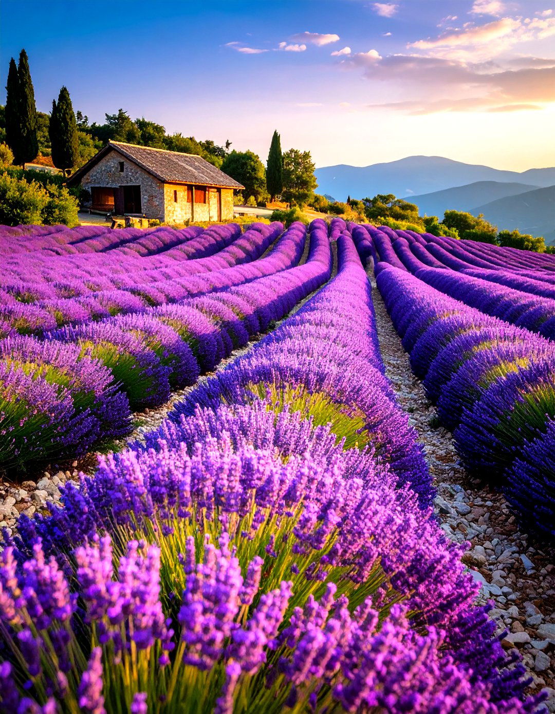 Lavender Field Hillside Planting - 24 Italian Garden Design Ideas
