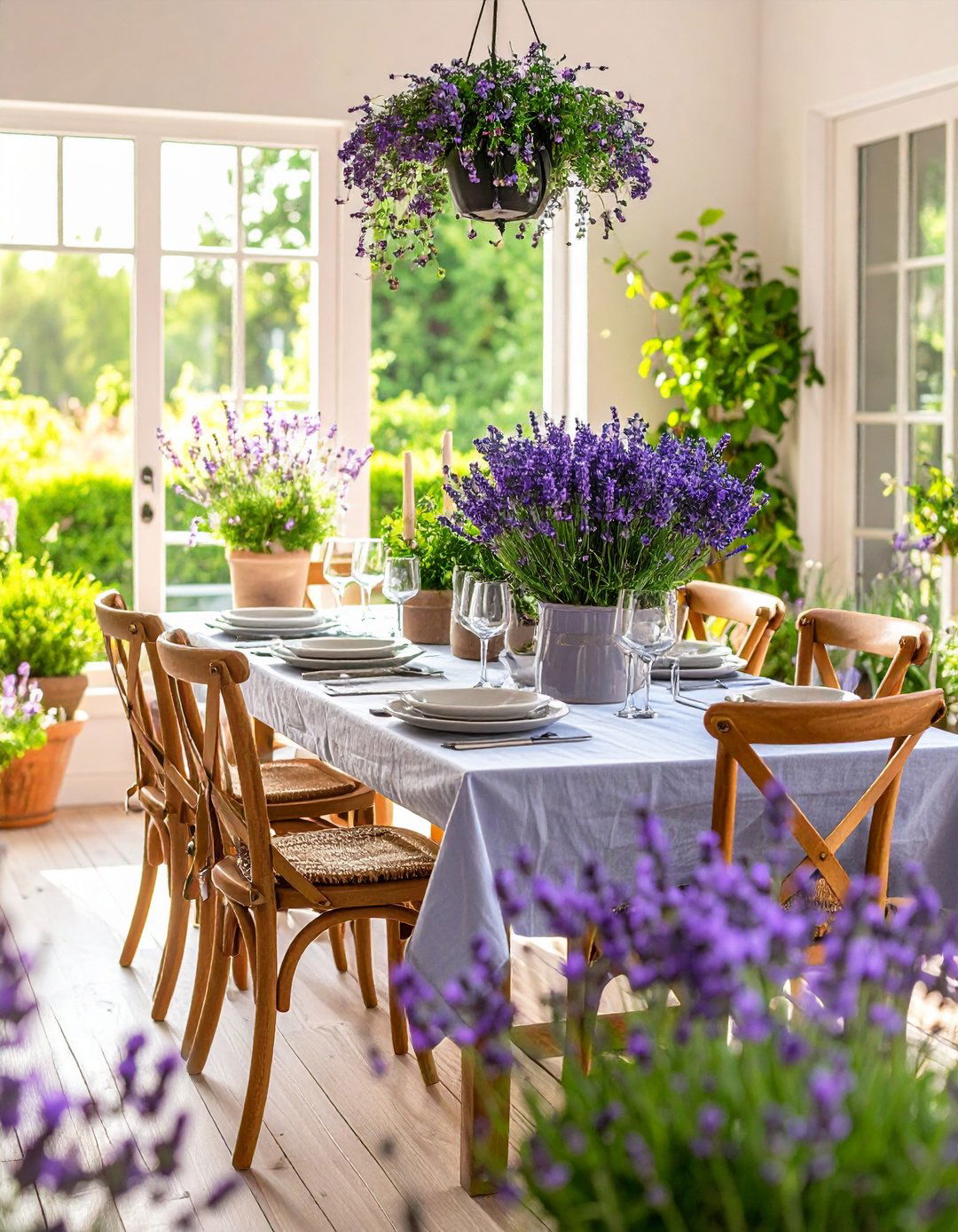 Lavender Herb Garden Dining Integration - 24 Purple Dining Room Ideas