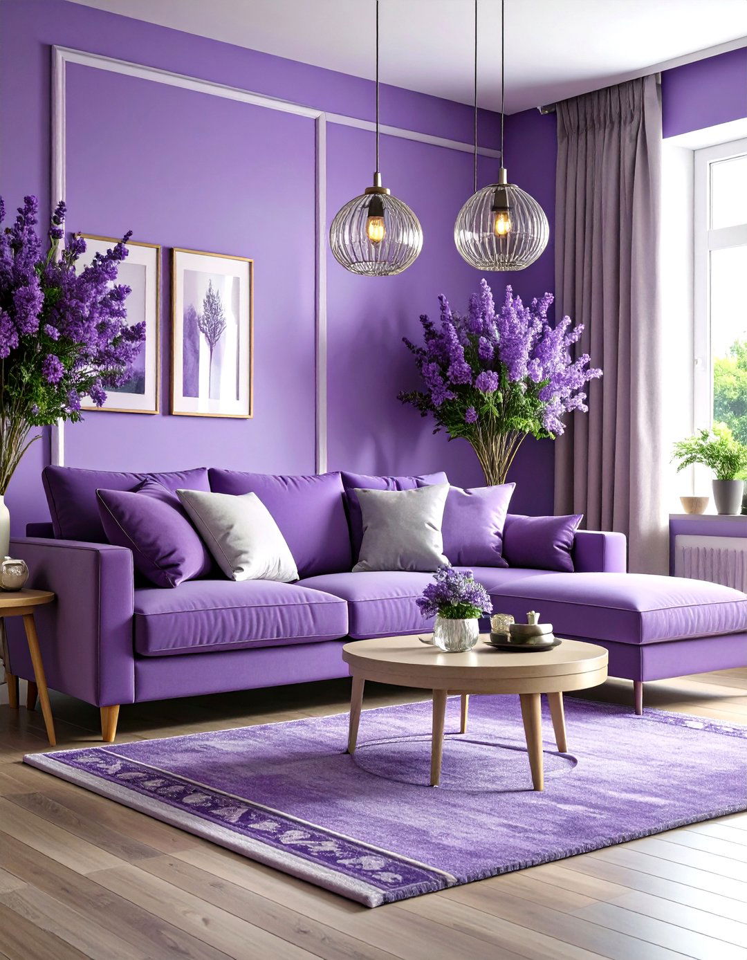 Lavender Purple Serene Living Room - 24 Monochromatic Living Room Ideas