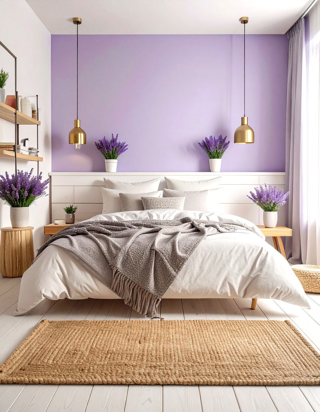 Lavender Scandinavian Bedroom Design - 24 Purple Bedroom Ideas