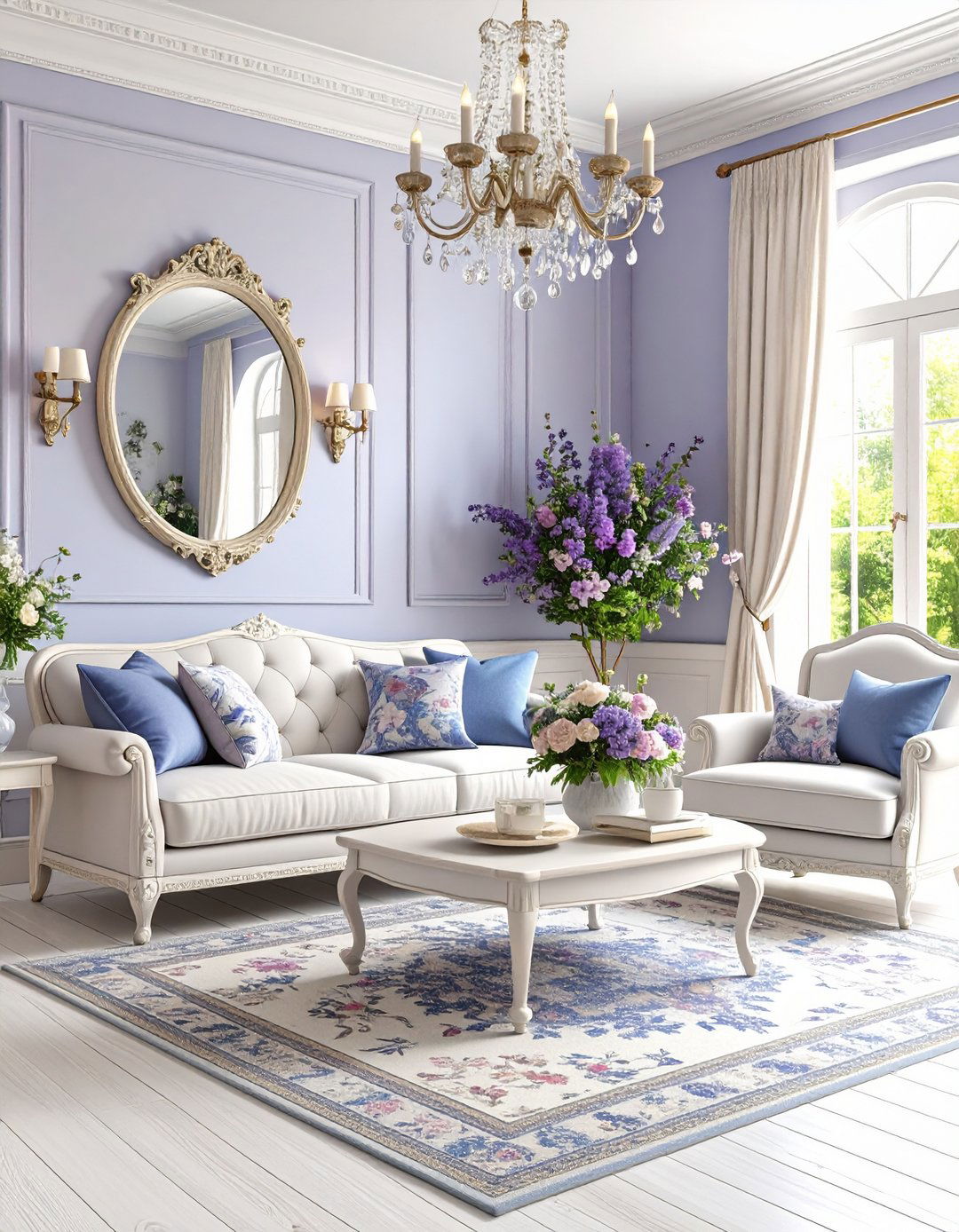 Lavender Shabby Chic Living Room - 24 Purple Living Room Ideas
