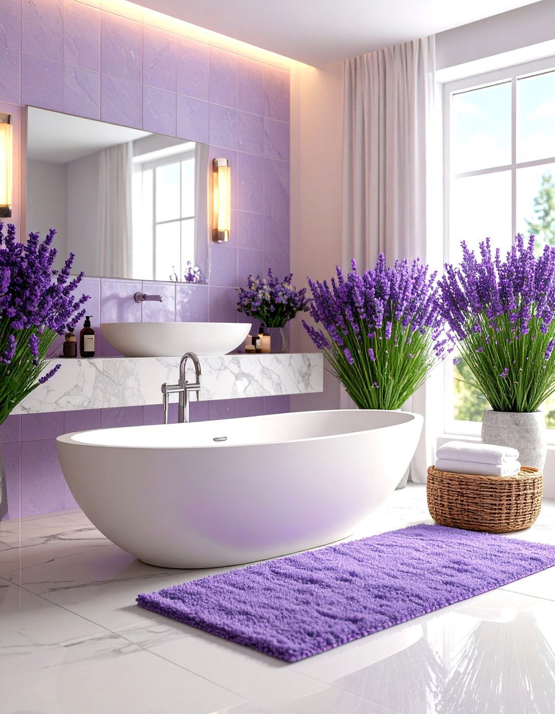 Lavender Spa Bathroom Suite - 24 Pastel Room Ideas