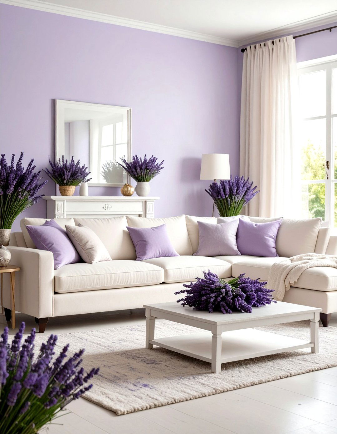 Lavender and Cream Dreamy Retreat - 24 Pastel Living Room Ideas