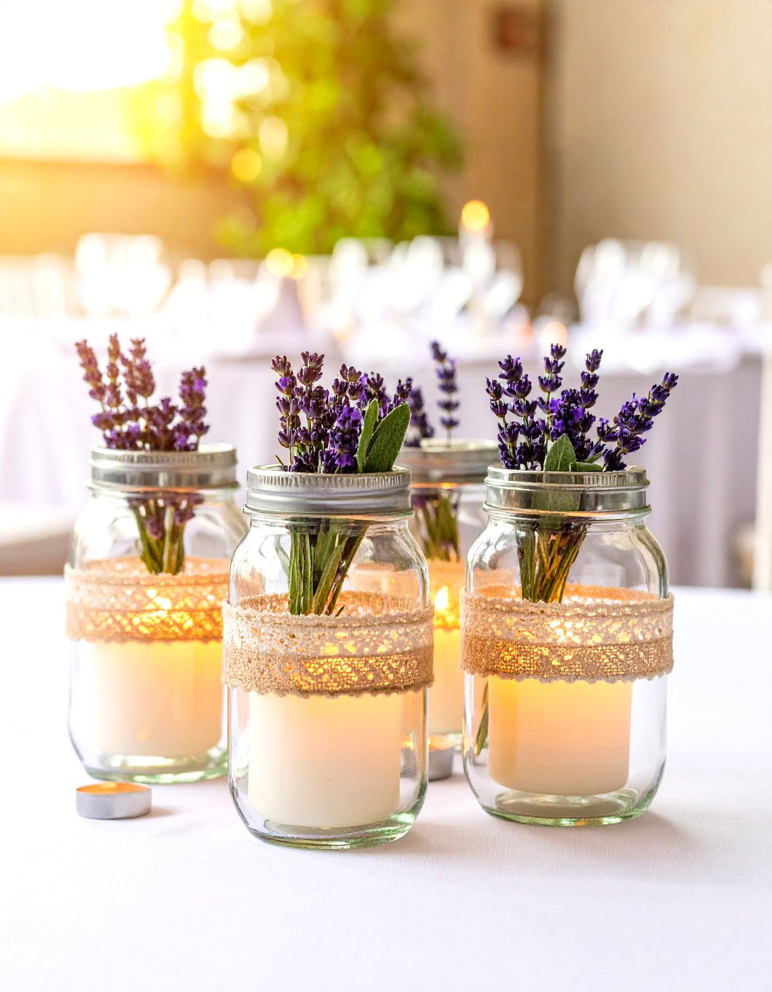 Lavender and Sage Rustic Centerpieces - 24 Lavender Wedding Ideas