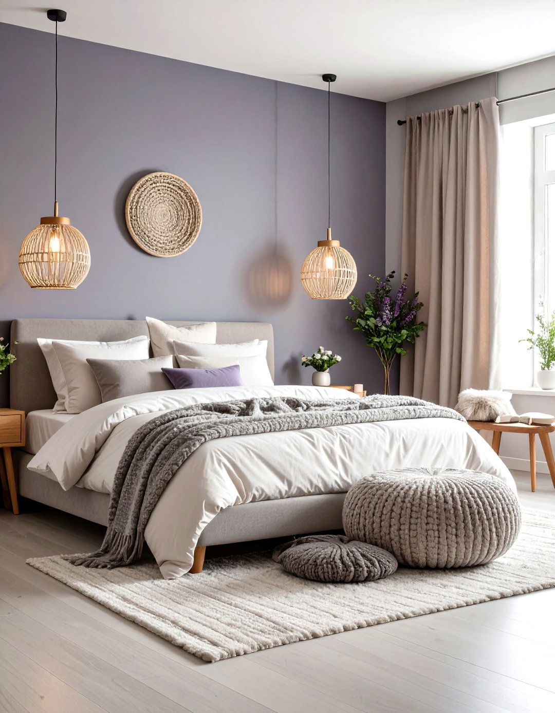 Lavender and Soft Gray Serene Sanctuary - 24 Bedroom Painting Ideas With Two Colors