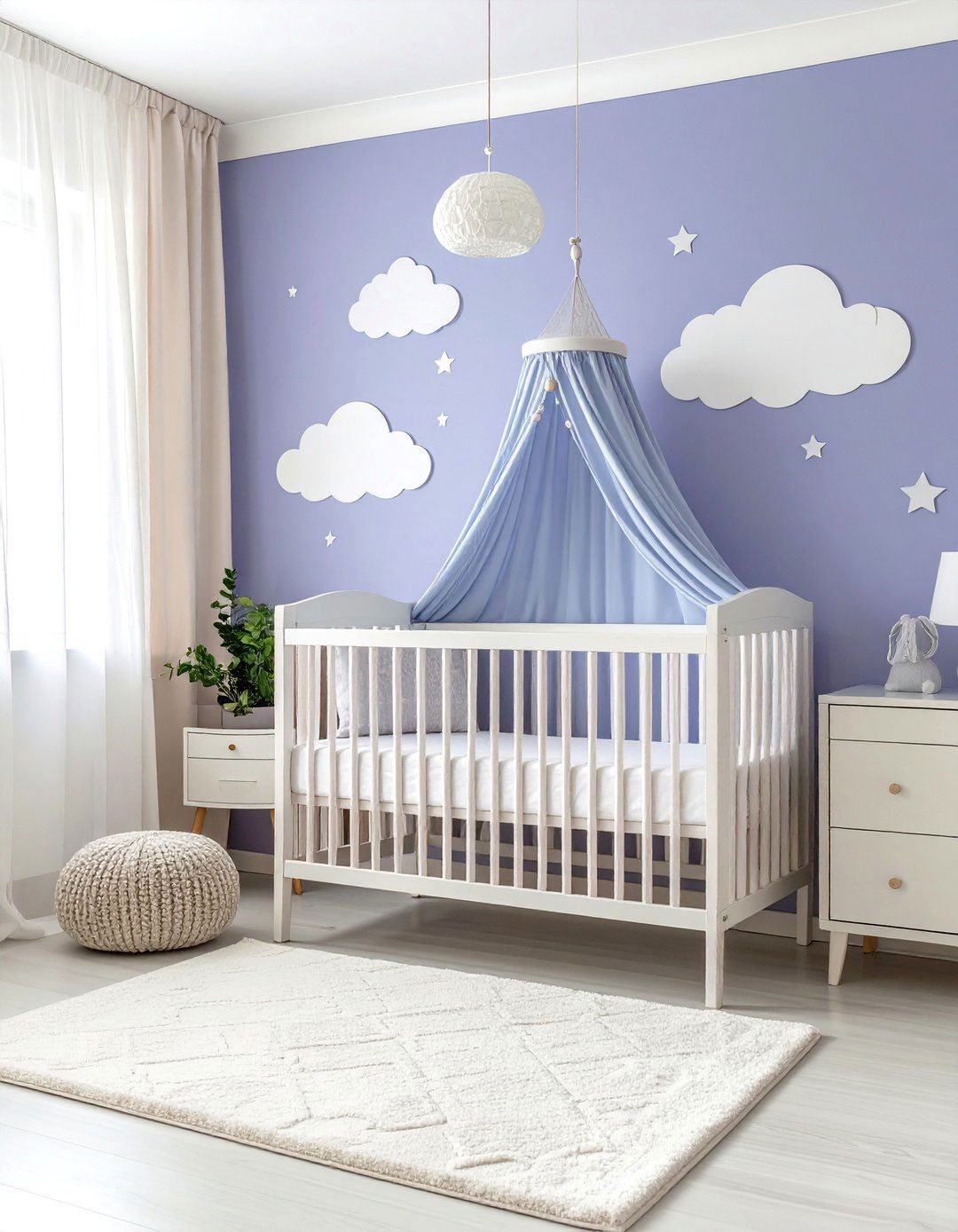 Lavender and White Cloud Nursery - 24 Purple Nursery Ideas